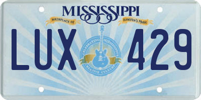 MS license plate LUX429