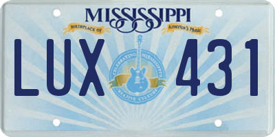 MS license plate LUX431