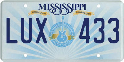 MS license plate LUX433