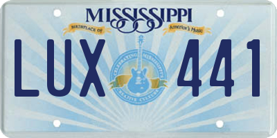 MS license plate LUX441