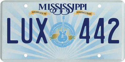 MS license plate LUX442