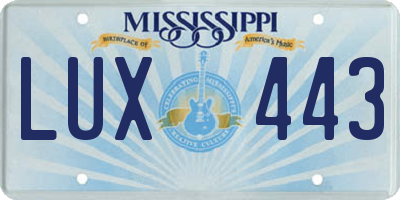 MS license plate LUX443