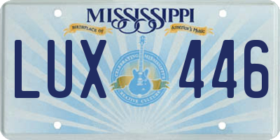 MS license plate LUX446