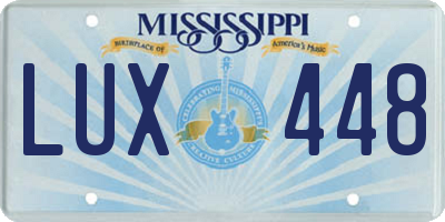 MS license plate LUX448