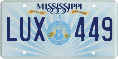 MS license plate LUX449
