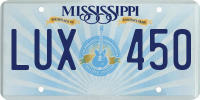 MS license plate LUX450
