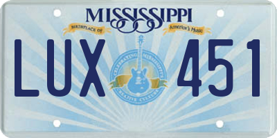 MS license plate LUX451