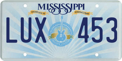 MS license plate LUX453