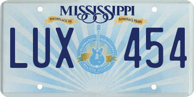 MS license plate LUX454