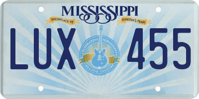 MS license plate LUX455