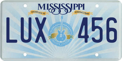 MS license plate LUX456