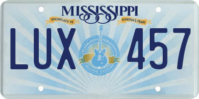 MS license plate LUX457