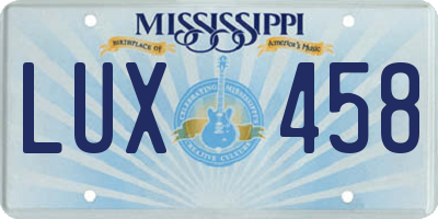 MS license plate LUX458