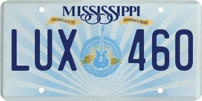 MS license plate LUX460