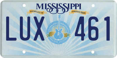 MS license plate LUX461