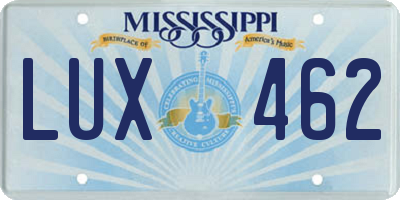 MS license plate LUX462