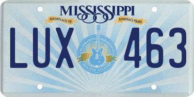 MS license plate LUX463