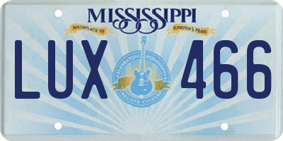 MS license plate LUX466