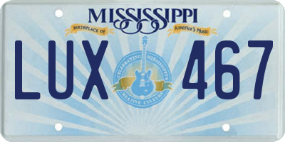 MS license plate LUX467