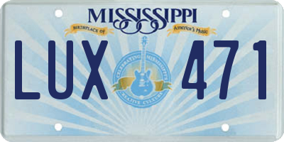 MS license plate LUX471