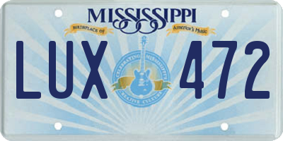 MS license plate LUX472