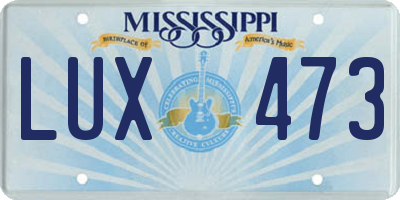 MS license plate LUX473