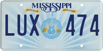MS license plate LUX474