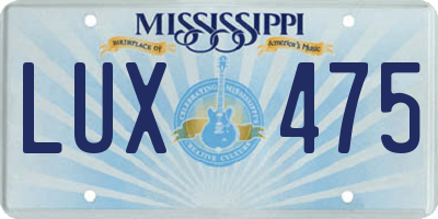 MS license plate LUX475