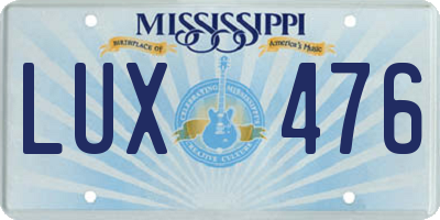 MS license plate LUX476