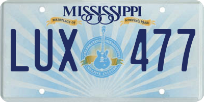 MS license plate LUX477