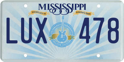 MS license plate LUX478