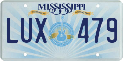 MS license plate LUX479