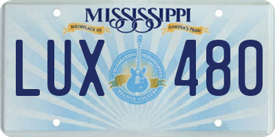 MS license plate LUX480