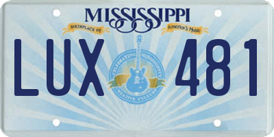 MS license plate LUX481