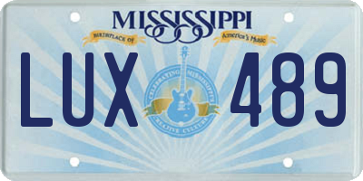 MS license plate LUX489