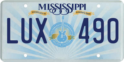 MS license plate LUX490