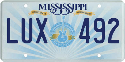 MS license plate LUX492