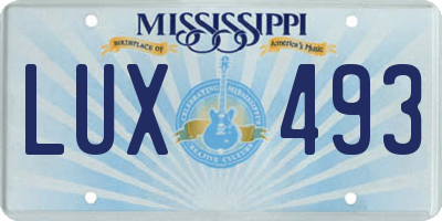 MS license plate LUX493