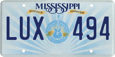 MS license plate LUX494