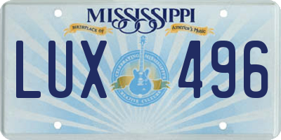 MS license plate LUX496