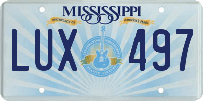 MS license plate LUX497