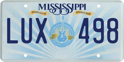 MS license plate LUX498