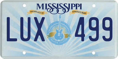 MS license plate LUX499