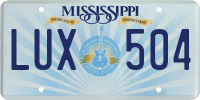 MS license plate LUX504