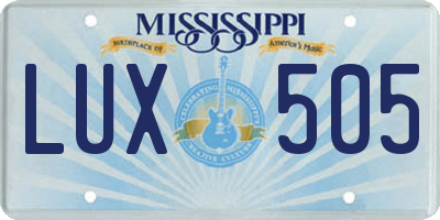 MS license plate LUX505