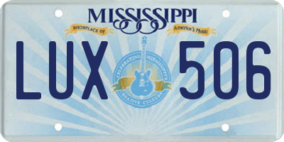 MS license plate LUX506