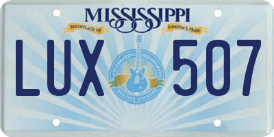 MS license plate LUX507