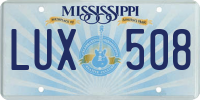 MS license plate LUX508