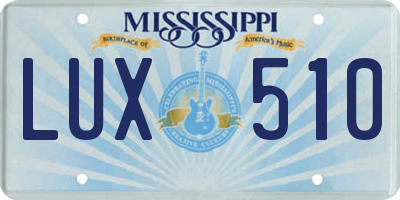 MS license plate LUX510