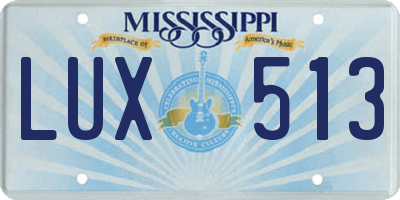 MS license plate LUX513